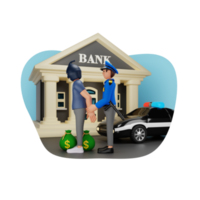 Robber Arrest 3D Character Illustration png