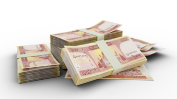 3D Stack of 1000 Afghan afghani notes isolated on transparent background png