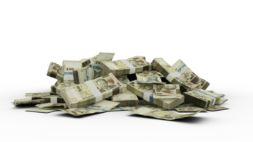 3D Stack of 100 Bahamian dollar notes isolated on transparent background png