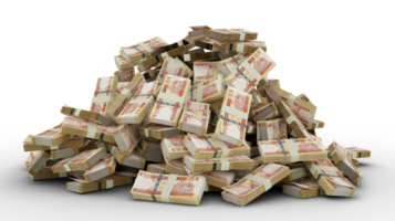 Ein großer Haufen afghanischer Afghanen notiert viel Geld auf transparentem Hintergrund. 3D-Rendering von Geldbündeln png