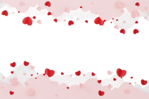 Valentine day with heart shape floating, various red heart soft body. png