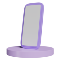 téléphone intelligent mobile 3d avec podium de cylindre isolé. piédestal de vitrine, scène moderne minimale, illustration de rendu 3d png