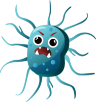virus et bactéries. personnage de dessin animé mignon. png