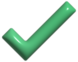 3D Green tick isolated png