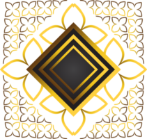 goldener und schwarzer quadratischer rahmen mit blumenverzierung. Element für die Gestaltung png