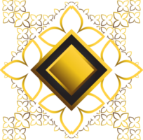 cadre carré doré et noir avec ornement floral. élément de conception png