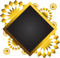 goldener und schwarzer quadratischer rahmen mit blumenverzierung. Element für die Gestaltung png