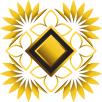 Gold and black square frame with floral ornament. Element for design png