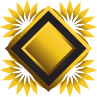 goldener und schwarzer quadratischer rahmen mit blumenverzierung. Element für die Gestaltung png