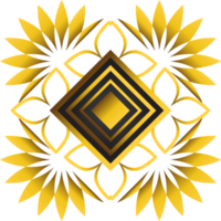 Gold and black square frame with floral ornament. Element for design png