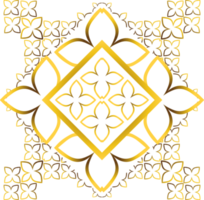 Gold and black square frame with floral ornament. Element for design png