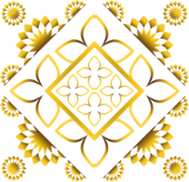 Gold and black square frame with floral ornament. Element for design png