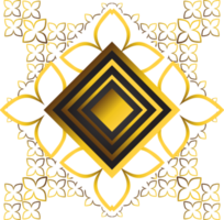guld och svart fyrkant ram med blommig prydnad. element för design png