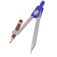 Illustration de rendu 3d d'une boussole géométrique au crayon png