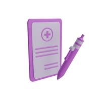 3D Hospital Document Icon with transparent background, suitable for template design, UI or UX and more.