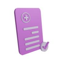 Icône de document d'hôpital 3d avec fond transparent, adaptée à la conception de modèles, à l'interface utilisateur ou à l'ux et plus encore. png