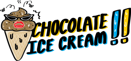 illustration drôle de crème glacée au chocolat png