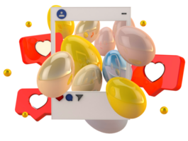 concept de médias sociaux de joyeuses pâques 3d png