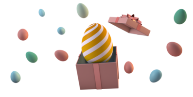 Colorful Easter eggs and pink gift box png