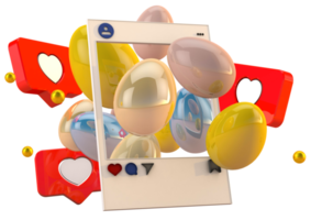 Concept de médias sociaux de joyeuses pâques 3d avec réseau social post png