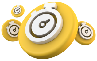 icône d'horloge 3d jaune png