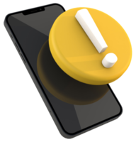 3d exclamation icon and smartphone png