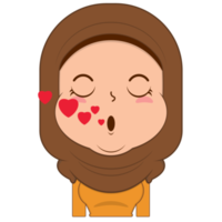 moslim meisje in liefde gezicht tekenfilm schattig png