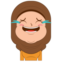 menina muçulmana rindo rosto desenho animado fofo png