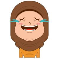 muslim girl laughing face cartoon cute png