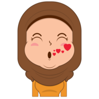 muslim flicka i kärlek ansikte tecknad serie söt png
