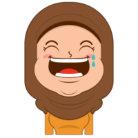 musulmano ragazza ridendo viso cartone animato carino png