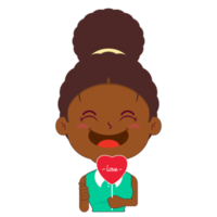 afro donna giocoso San Valentino cartone animato carino png