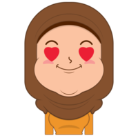 muslim girl in love face cartoon cute png