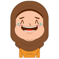 muslim girl laughing face cartoon cute png