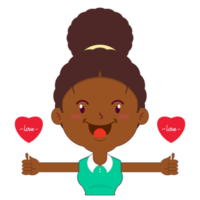 afro frau spielerisch valentine cartoon niedlich png