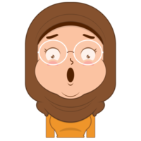 muslim girl surprised face cartoon cute png