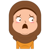 moslim meisje verrast gezicht tekenfilm schattig png