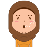moslim meisje fluitend gezicht tekenfilm schattig png