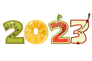 2023 from fruit numbers, figure in cartoon style png