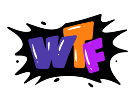 WTF text effect in graffiti sticker style png