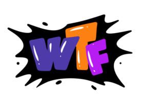 effet de texte wtf dans le style d'autocollant graffiti png