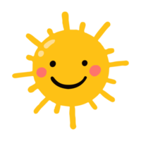 lindo sol con un personaje de sonrisa para el elemento de diseño de los niños png