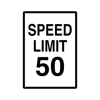 Speed Limit 50 Traffic Sign on Transparent Background png