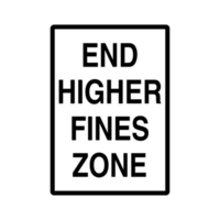 End Higher Fines Zone Road Sign on Transparent Background png