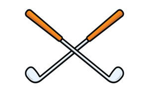 Golf Sticks in cross sign illustration. png