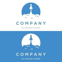 Creative and modern rocket design logo,starship launch template. vector