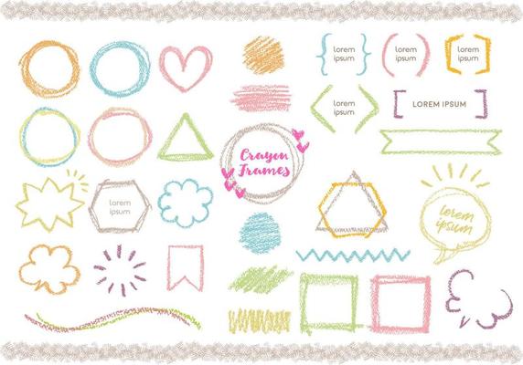 hand drawn vector crayon frames