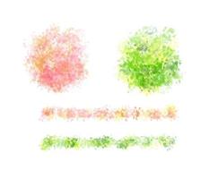 watercolor vector colorful brush splash set. pink, green