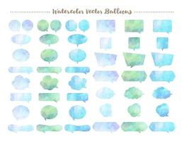watercolor vector speech bubbles set -blue and green