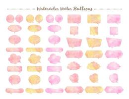 watercolor vector speech bubbles set -pink and orange